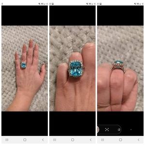 Women's Statement Ring.  Sterling Silver.  Topaz. Size approximate 7-8